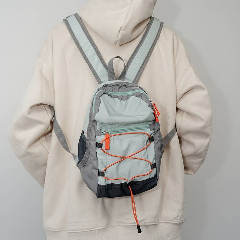 Green Mini Lightweight Drawstring Backpack for Women - Small Casual Travel Daypack