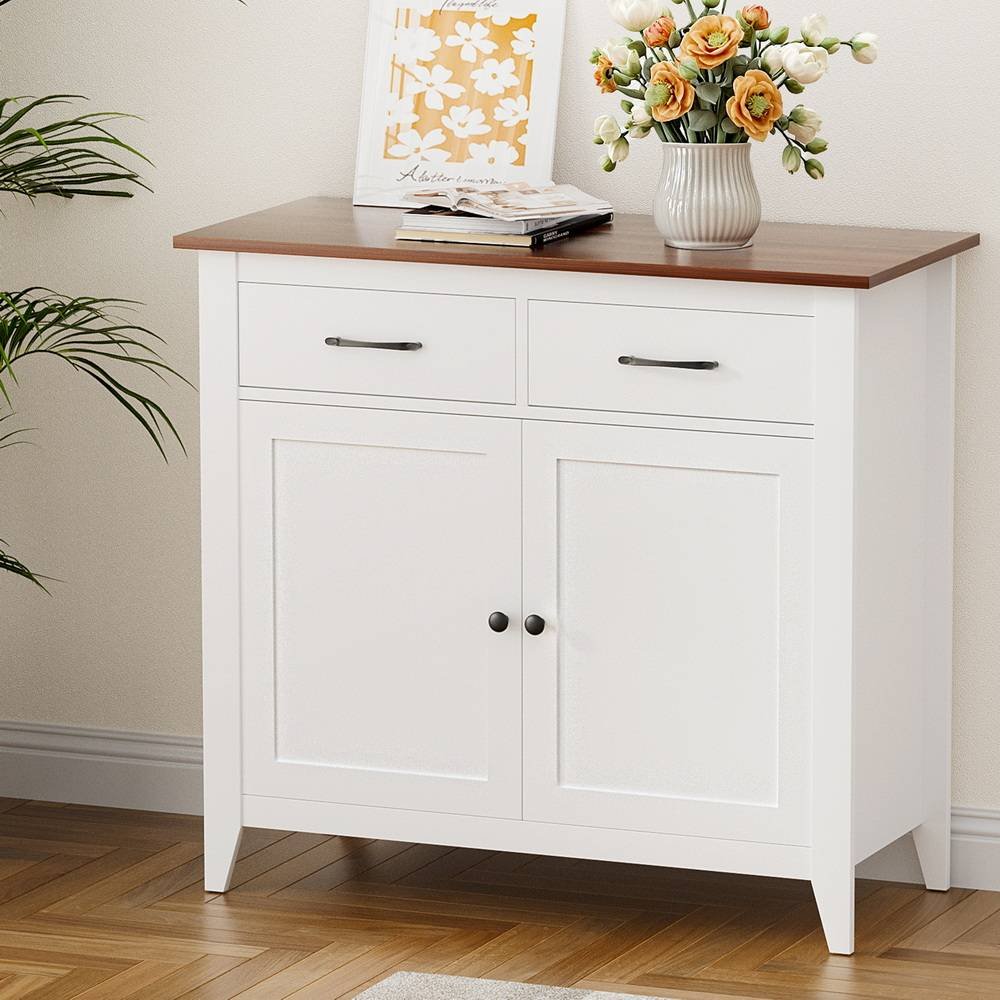 Artiss Buffet Sideboard Storage Cabinet Kitchen Cupboard Hallway 2 Drawers White