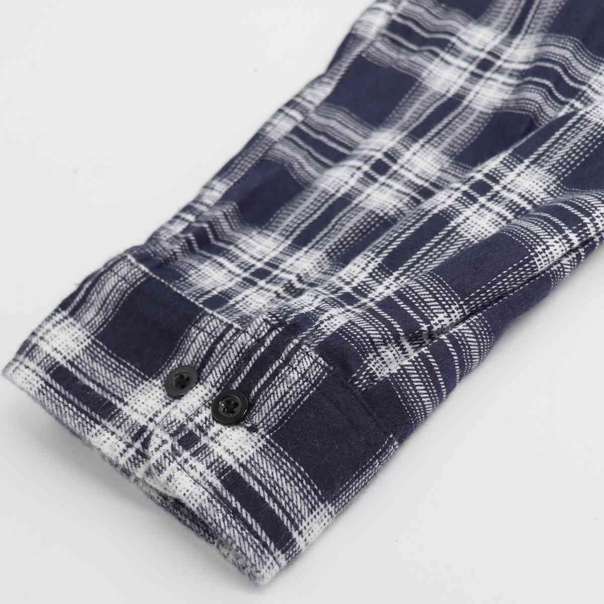 Men's 100% Cotton Flannelette Shirt Long Sleeve Plaid Check Flannel w Pockets, Midnight Navy Plaid, 2XL