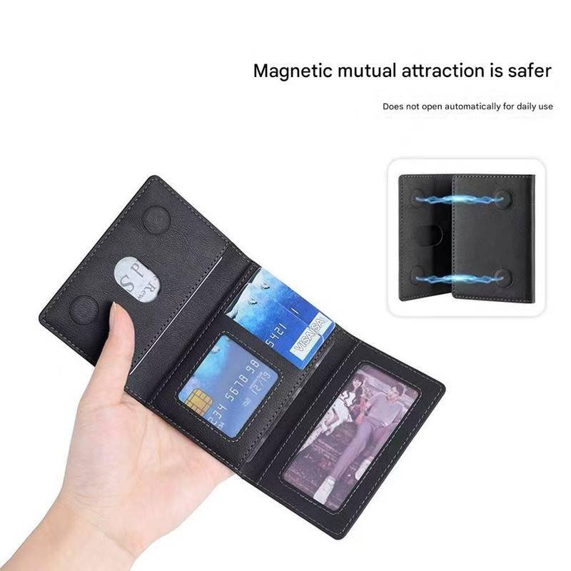 Black 3-in-1 Magnetic Wallet for MagSafe - Slim PU Leather Card Holder with Kickstand