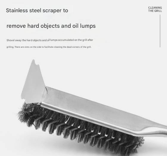 Stainless Steel Handle Heavy Duty BBQ Grill Brush - Stainless Steel Wire Cleaner with Scraper for Effortless Grate Cleaning