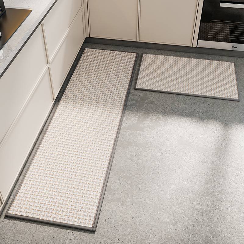 Absorbent & Dirt-Resistant Woven Kitchen Mat - Non-Slip Runner Rug for Home(Interlocking Gray)