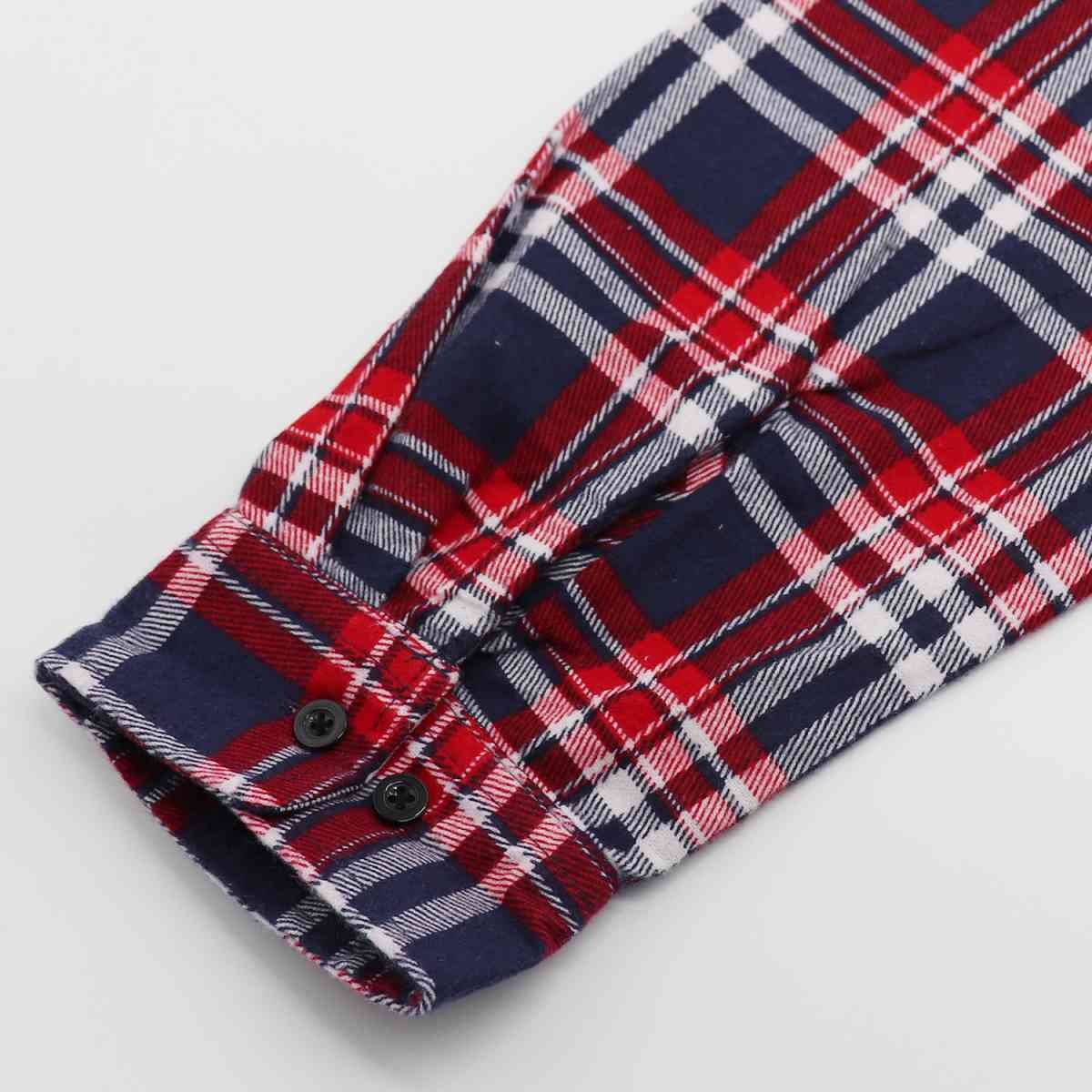 Men's 100% Cotton Flannelette Shirt Long Sleeve Plaid Check Flannel w Pockets, Heritage Red Plaid, M