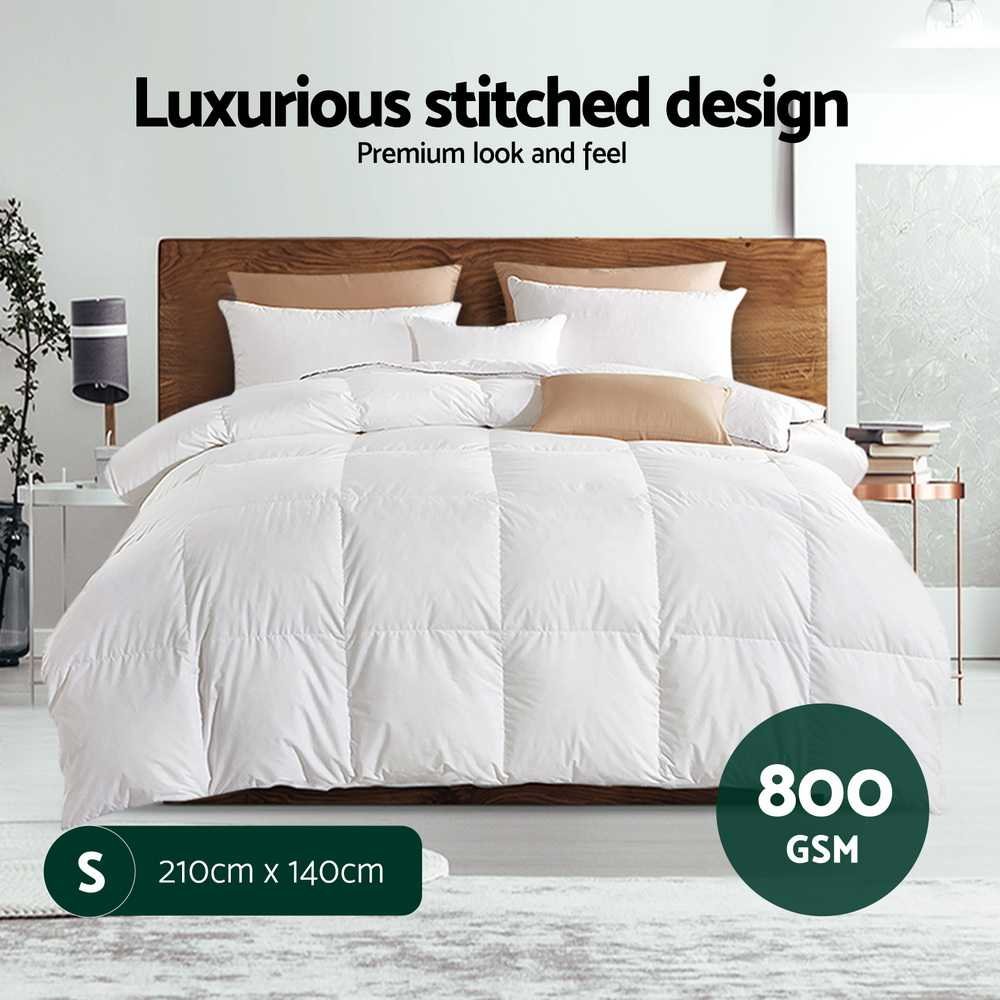 Giselle Bedding 800GSM Goose Down Feather Quilt Winter Blanket Duvet Comforter Single