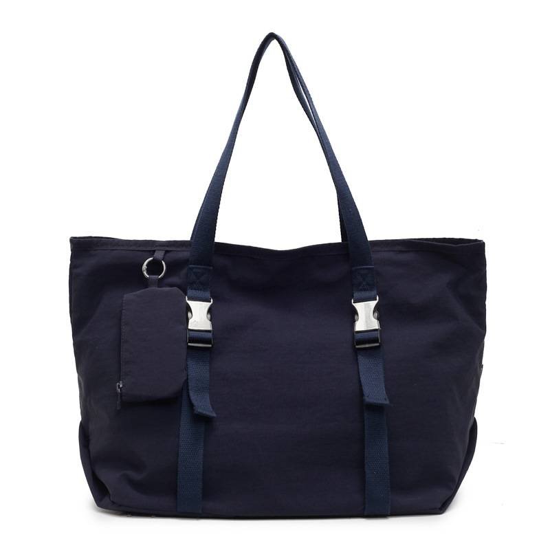 Navy Blue Modern Utility Tote Bag for Women - Large Capacity Shoulder Bag with Detachable Pouch for Work, School & Travel