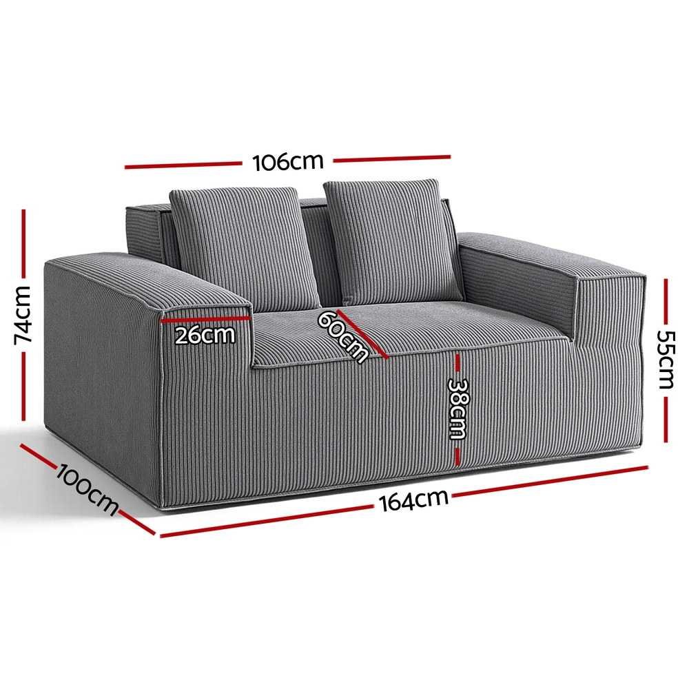 Artiss 2 Seater Sofa Loveseat Sofas Bed Couch No Assembly Corduroy Small Couches Apartement