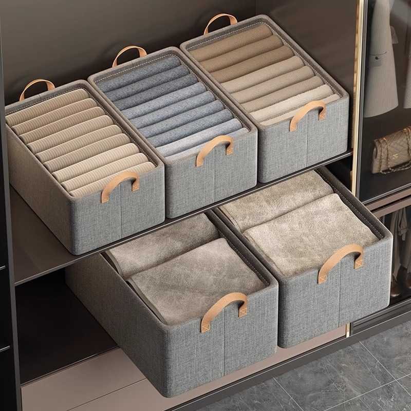 2pc Foldable Fabric Storage Bin with Steel Frame & Handles - 26L Stackable Closet Organizer(Green)