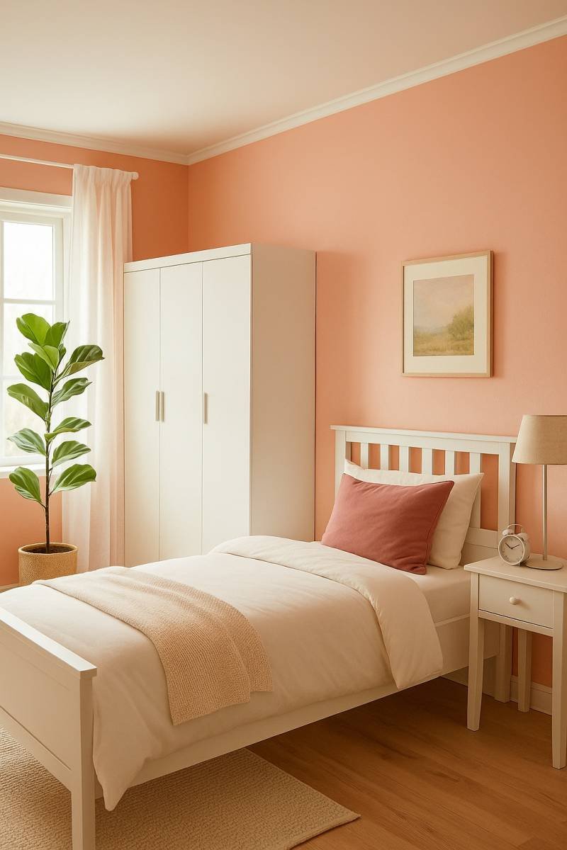 3 Door White Wardrobe – White Handles, Hanging Rail & Shelves