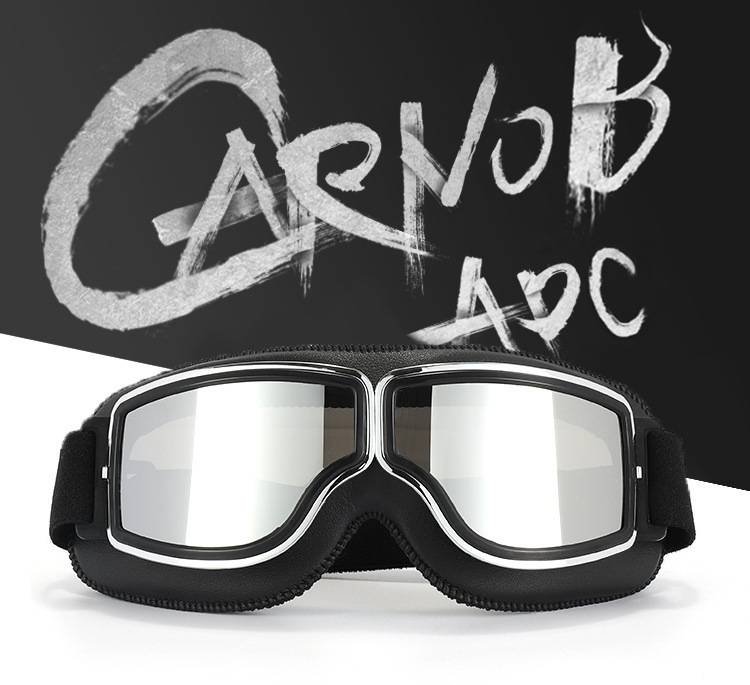 Retro Motorcycle Goggles - Windproof, UV400 Protection, Anti-Impact PC Lenses with Leather Frame(Black leather clear lens)