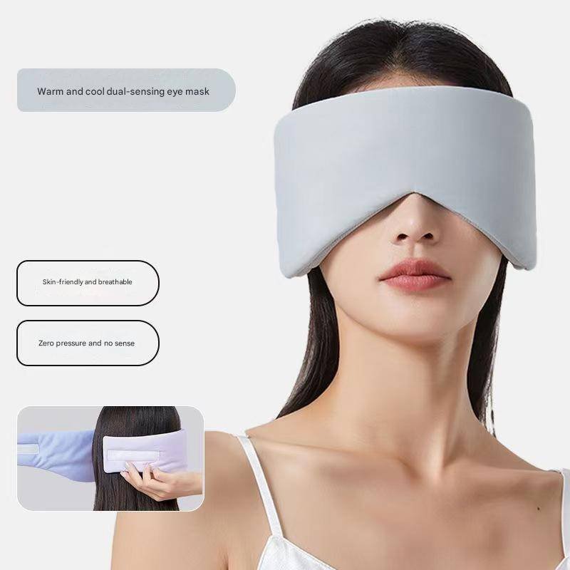 Grey Reversible All-Season Sleep Mask - Cooling & Warming with Sound Muffling Ear Covers Function