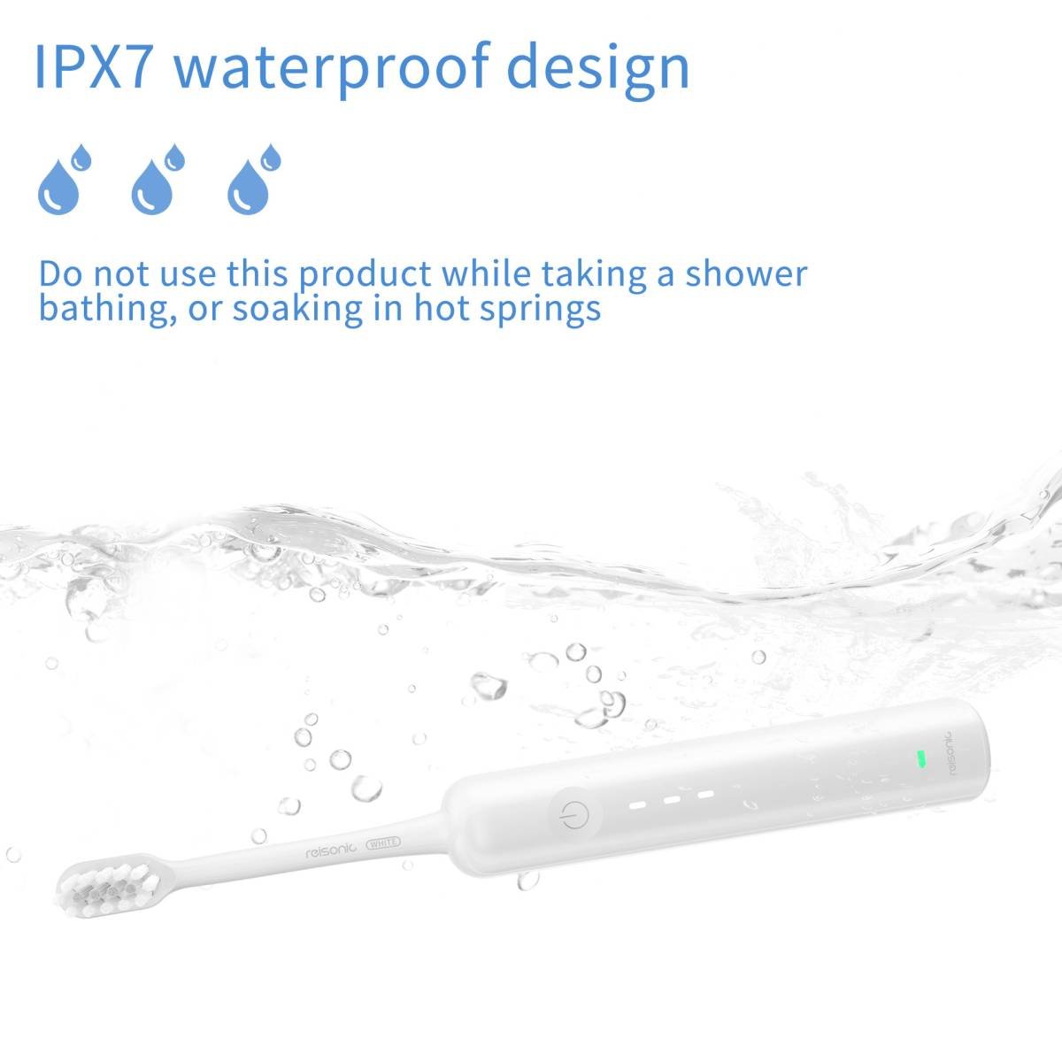 Electric Toothbrush with Ultra-Soft Gum Guard Brush Heads - IPX7 Waterproof, Ergonomic Design(white)
