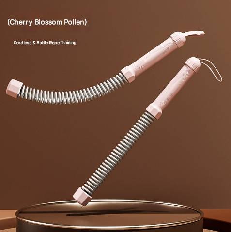 Pink Heavy Cordless Battle Rope - Portable Weighted Fitness Rope for Home Gym Strength & Cardio Training