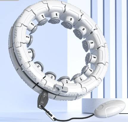 White 24 Sections Adjustable Smart Hula Hoop with Weighted Ball - Never-Fall Fitness Ring with Massage Nodes for Core Training