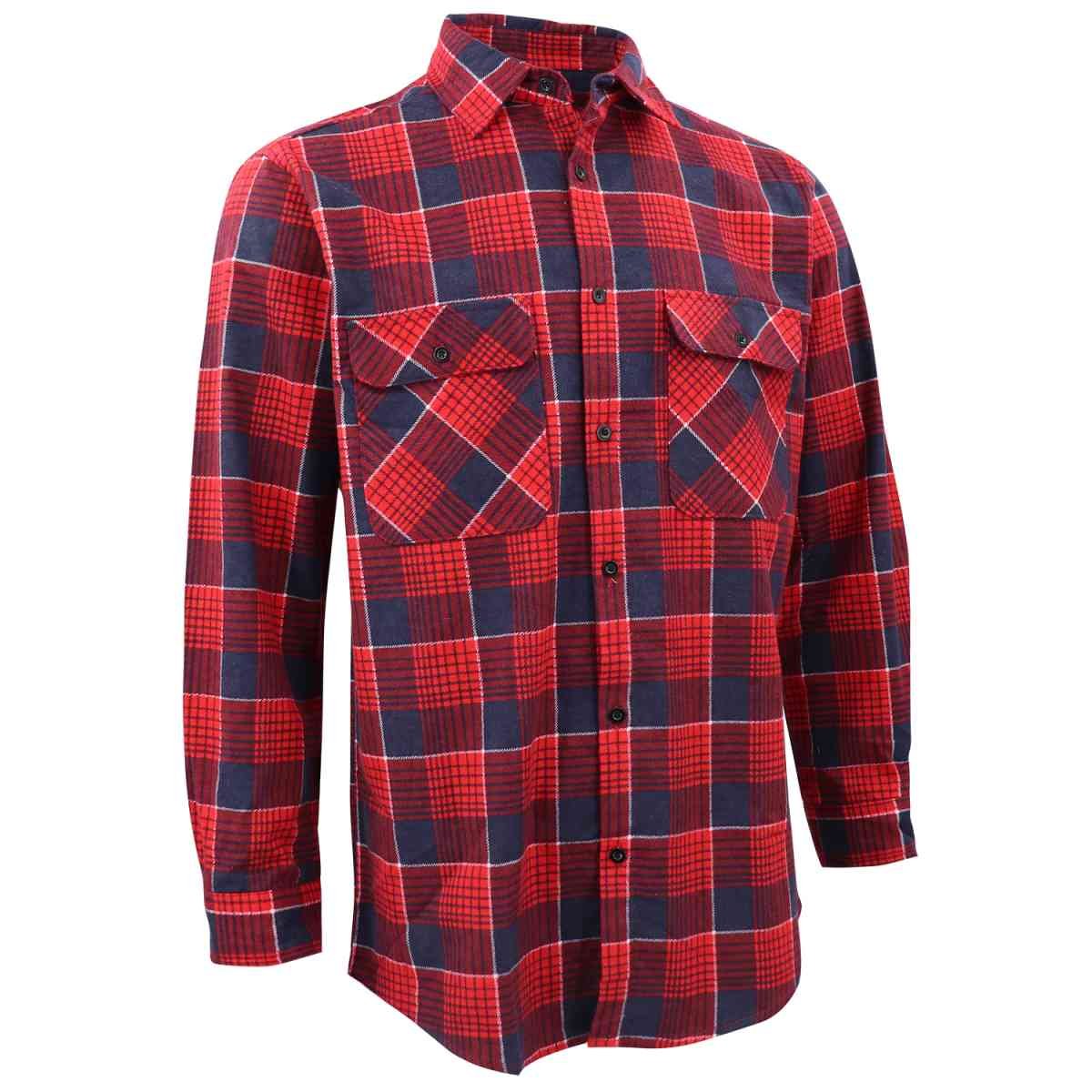 Men's 100% Cotton Flannelette Shirt Long Sleeve Plaid Check Flannel w Pockets, Crimson Tide Plaid, S