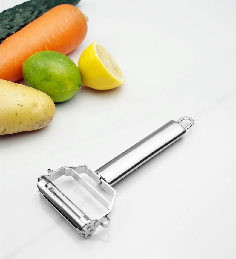 Premium Stainless Steel Dual Peeler & Julienne Cutter - 2-in-1 Vegetable Slicer with Swivel Blade - Heavy Duty Multi-Function Kitchen Tool for Potatoes, Carrots & Fruit