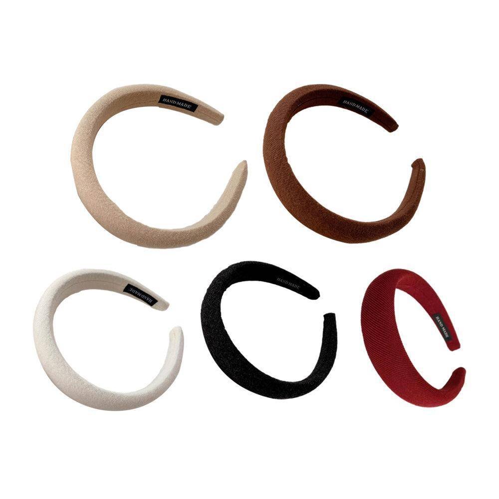 Women Thick Padded Wide Headband Sponge Hairband Wedding Party Plain - White