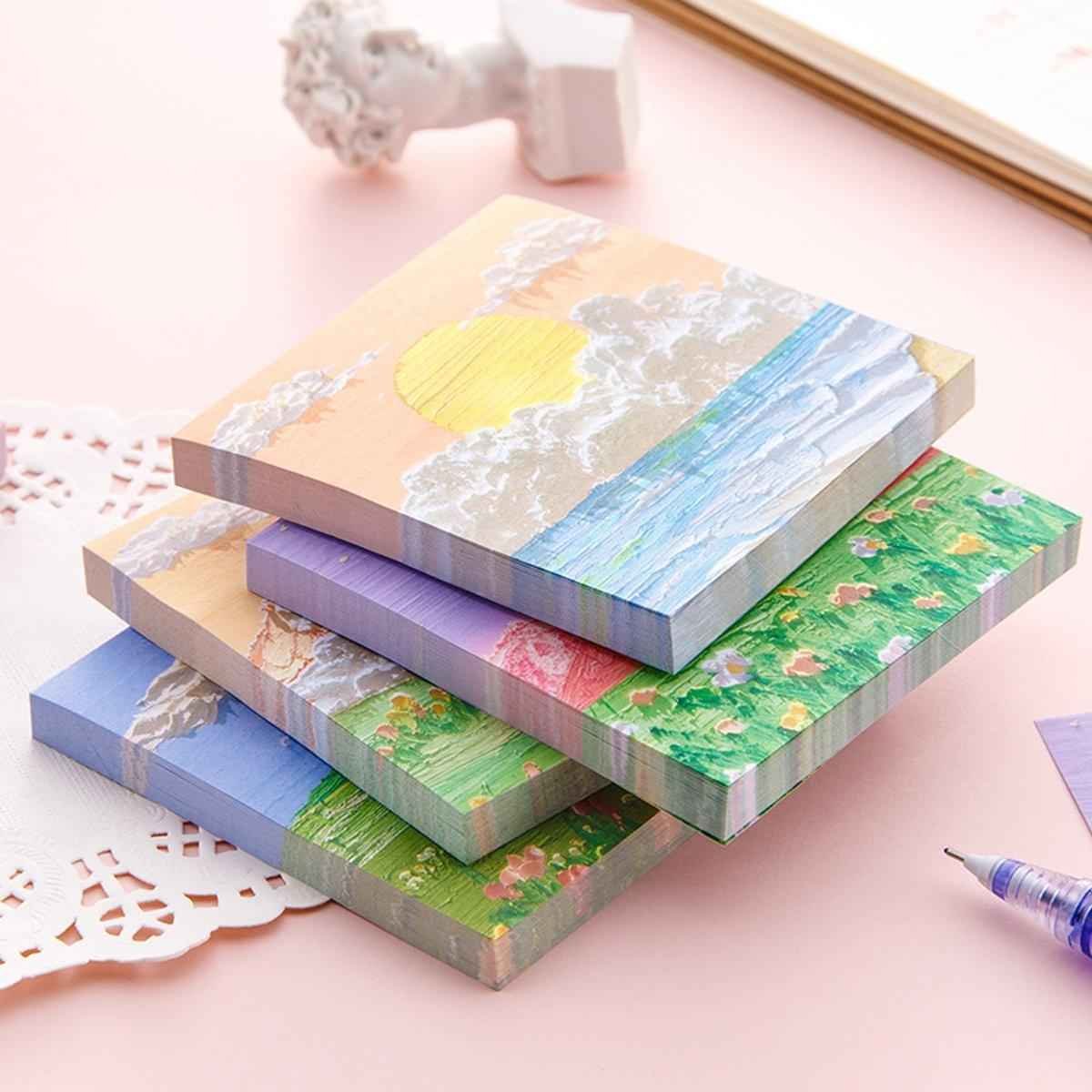 800 Sheets Colorful Oil Painting Sticky Notes Memo Pads Self-Adhesive Notes - 1#