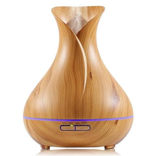 Wood Grain 500ml Wood-Grain Essential Oil Aroma Diffuser with Lattice Design and Humidifier