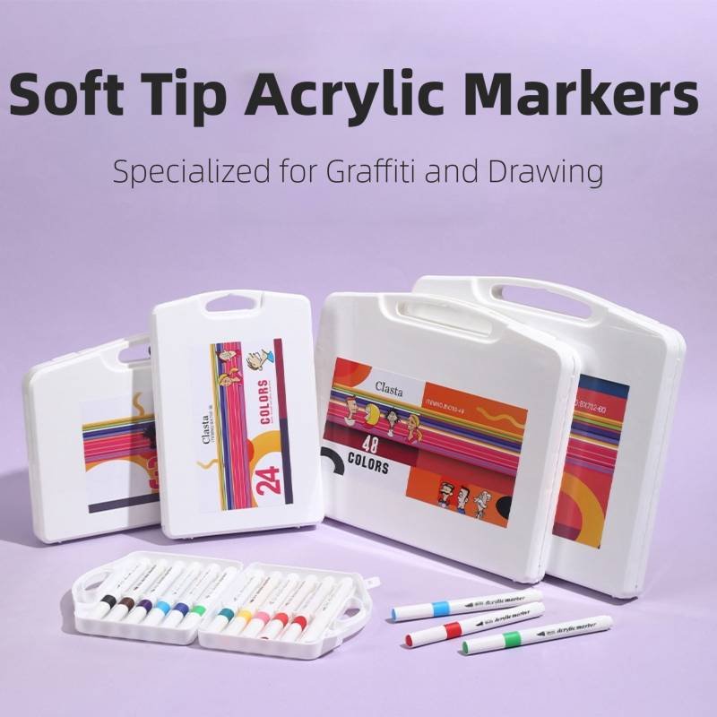 12 Color Acrylic Markers - Soft Brush Tip