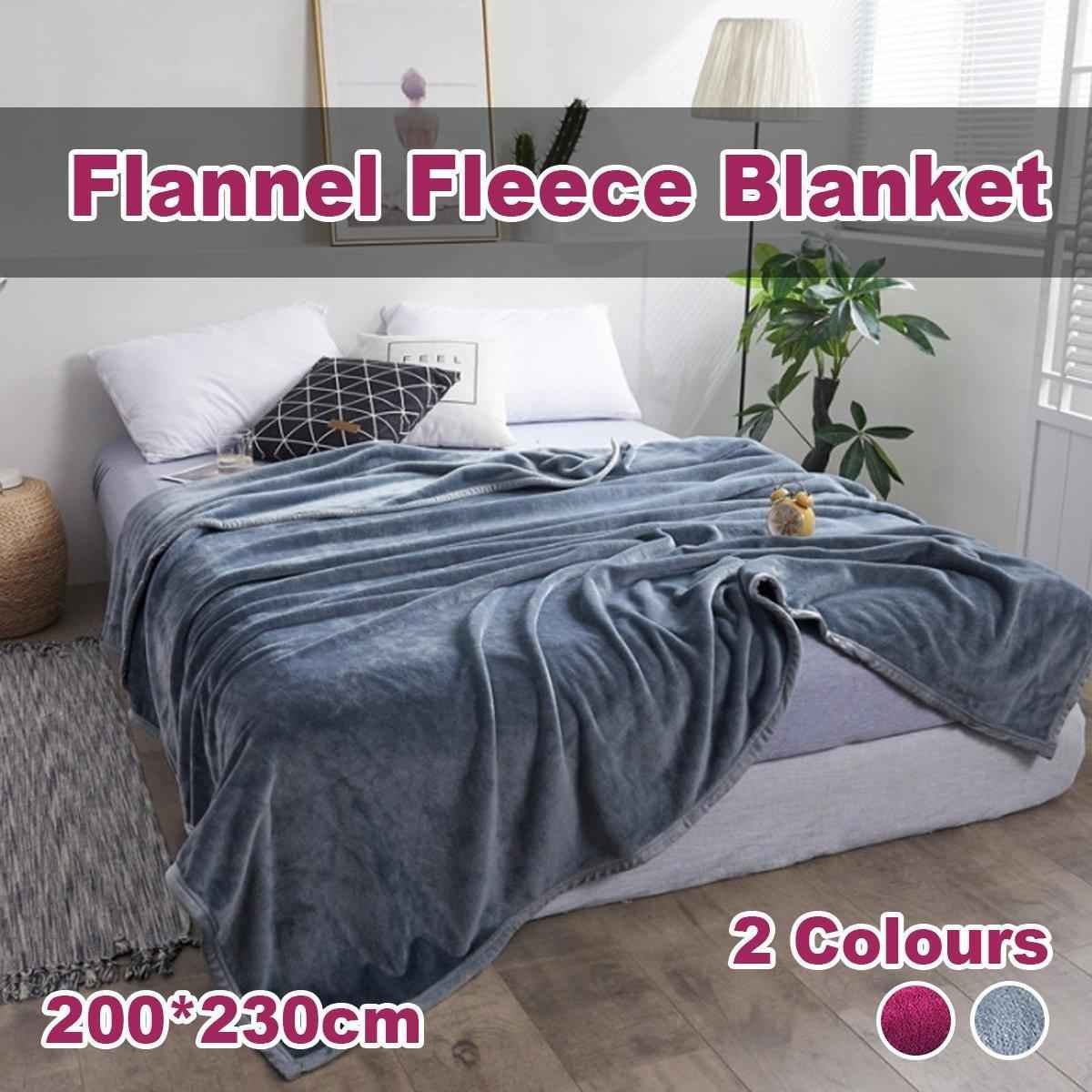 Soft Winter Flannel Blanket for Office Home Lunch Break Warm Cozy Throw Blanket - Grey Blue