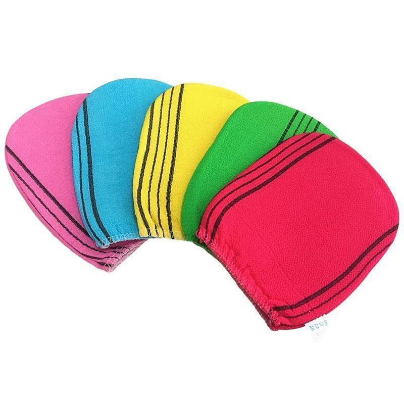 Fiber Cleaner Bath Glove Exfoliating Towel Body Rub Shower Scrub Glove Washcloth - Blue