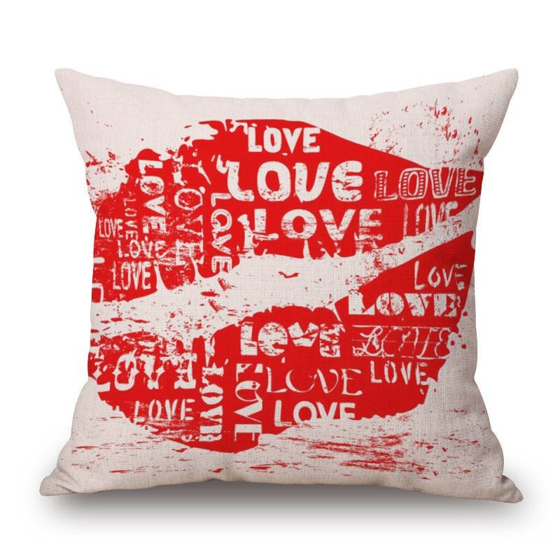 Pop Art Graphic Throw Pillow - Vintage Style Cushion for Home Decor(White-red)