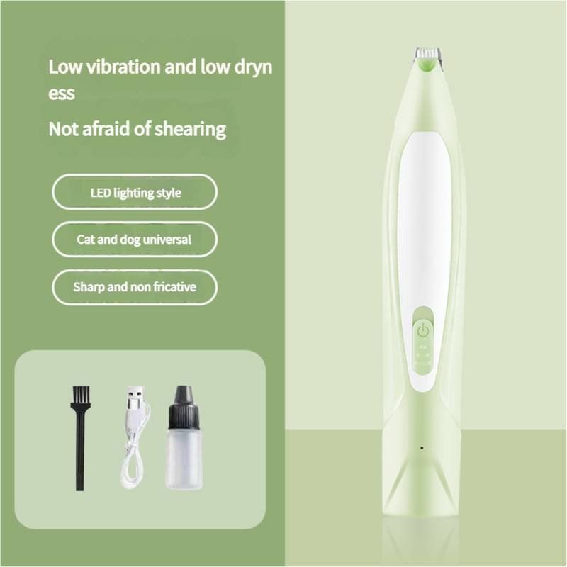 Electric Pet Hair Clipper with Type-C Charging, LED Light, and Grooming Accessories(green)