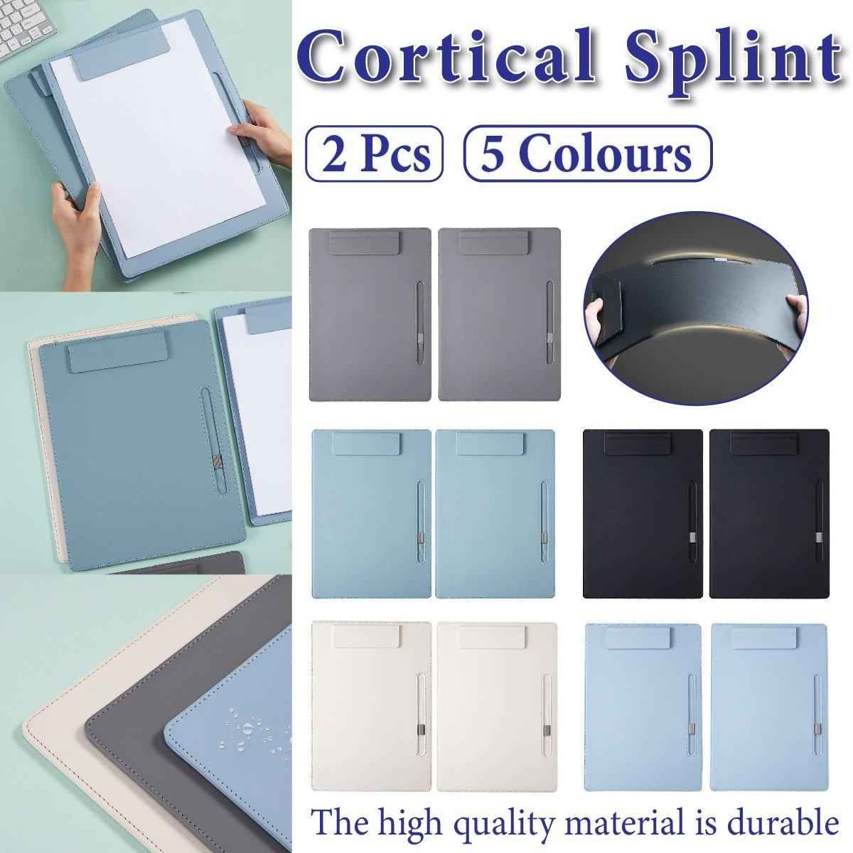 2pcs Leather Clipboard Conference File Holder Hotel Menu Pad Durable Board Clip - Cream