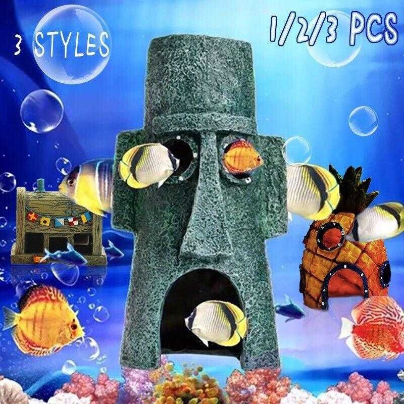 For Alien Spongebob Pineapple House Hole Fish Tank Decoration Aquarium Ornament - Crab Pot