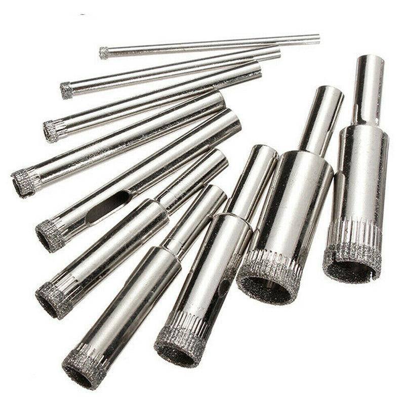 10 Pcs Diamond Glass Drill Bit Set Core Cutter & Saw Tool