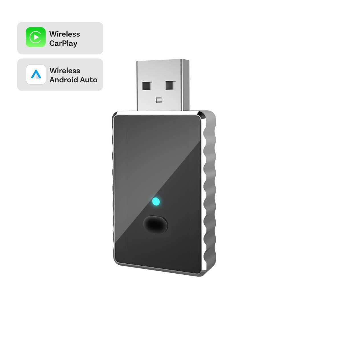Mini 2-in-1 Wireless CarPlay & Android Auto Adapter - 5GHz WiFi 6, Bluetooth 5.4, Plug & Play Dongle(black)