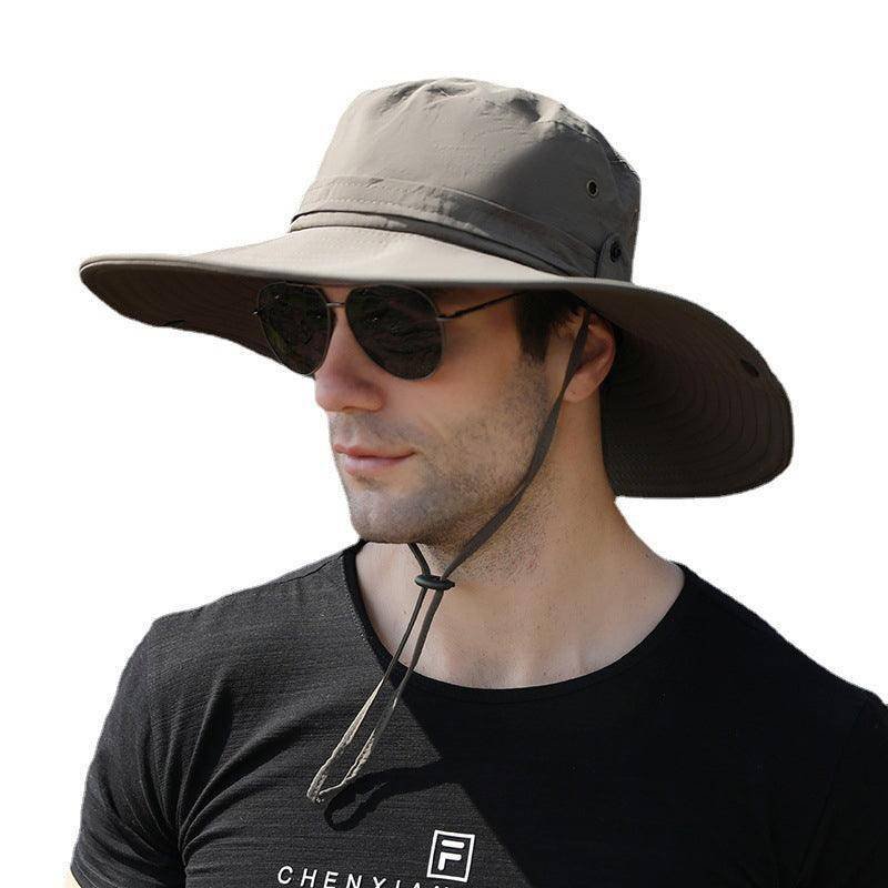 Outdoor Uv Protection Sun Hat Wide Brim Cap Quick-Drying Hat For Fishing Hiking - Grey
