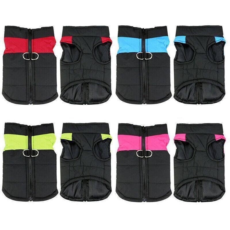 L Size Large Dog Jacket Padded Waterproof Pet Clothes Warm Windbreaker Vest Coat Winter - Red