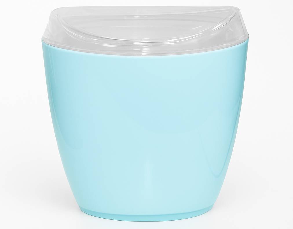 Oval Swing Top Waste Rubbish Bin Acrylic Lightweight Compact Bathroom Office in Blue