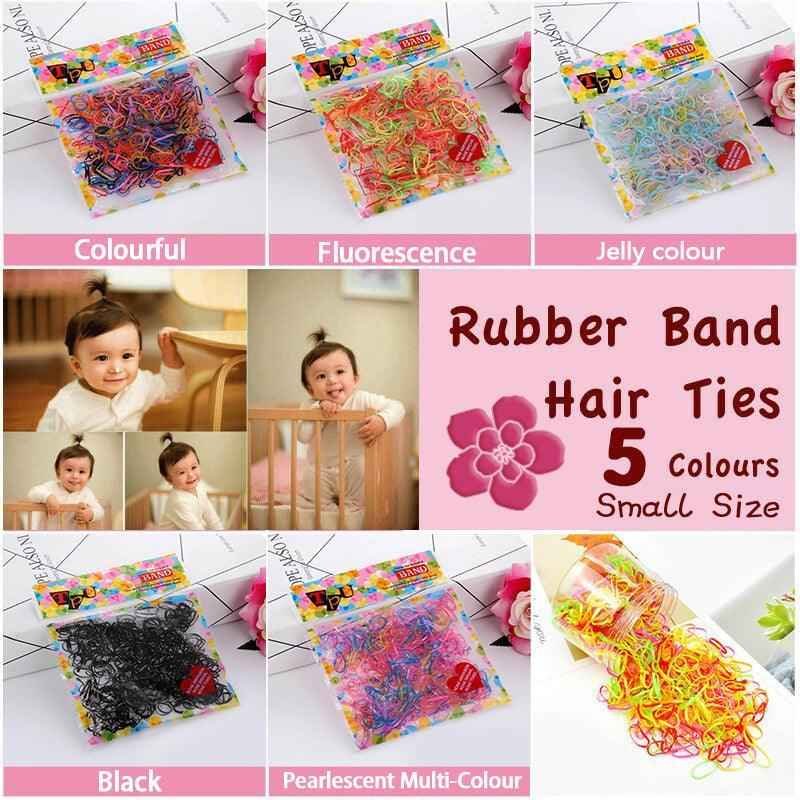 400pcs Small Elastic Rubber Band Hair Ties Multi Colour Black Ponytail Holders - Colourful