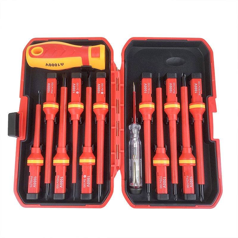 Orange Insulated Screwdriver Set - Multi-Bit Electrician's Tool Kit with Magnetic Tips & Quick-Change Handle(6136)