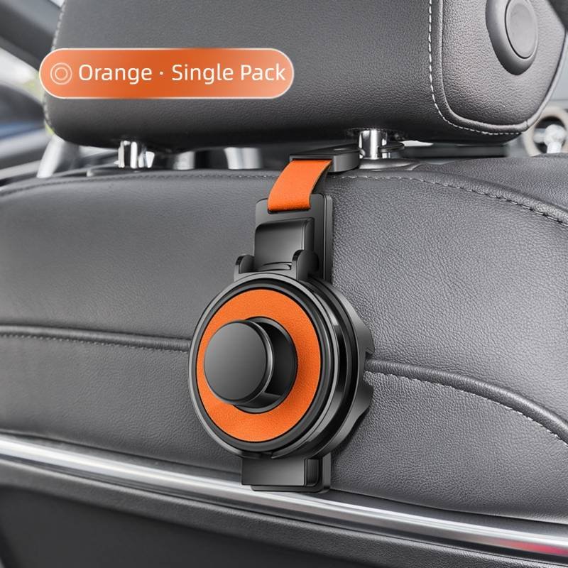 Orange 3-in-1 Car Headrest Organizer Hook