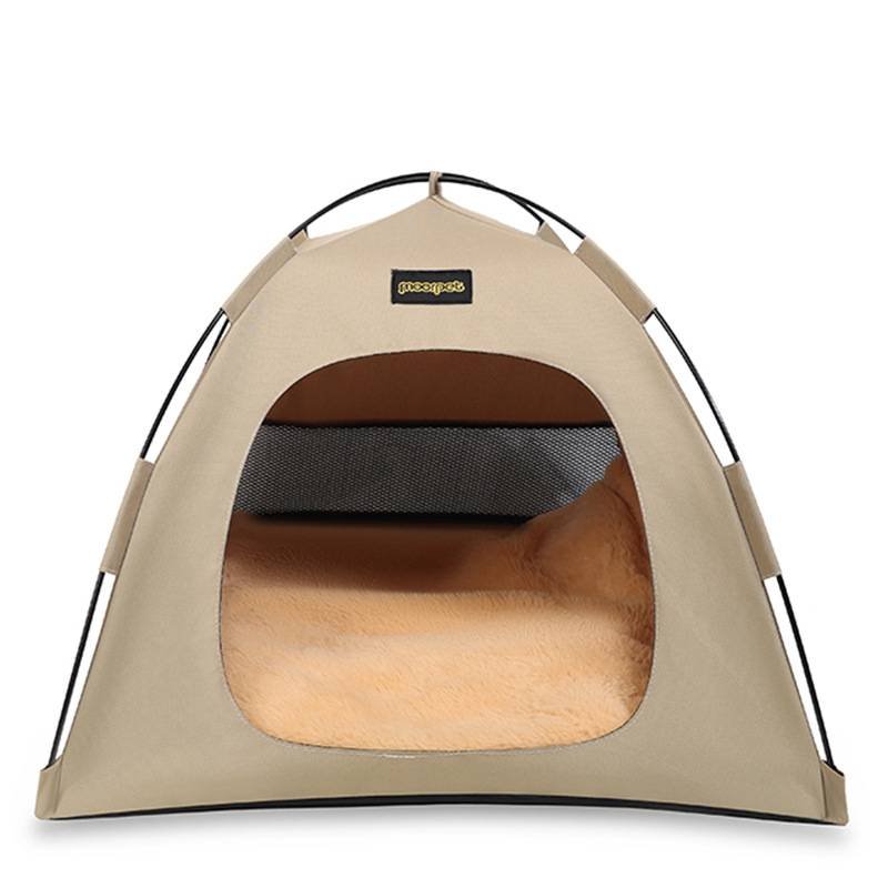 Small Size Pet Tent for Cats & Dogs(Khaki) - Portable Comfort Shelter with Soft Cushion