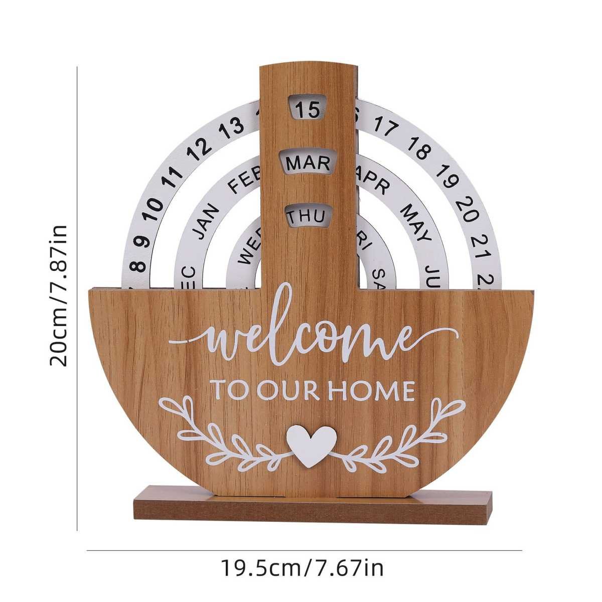 Shovel style Rustic Wooden Perpetual Calendar - Reusable Rotating Desk & Tabletop Decor