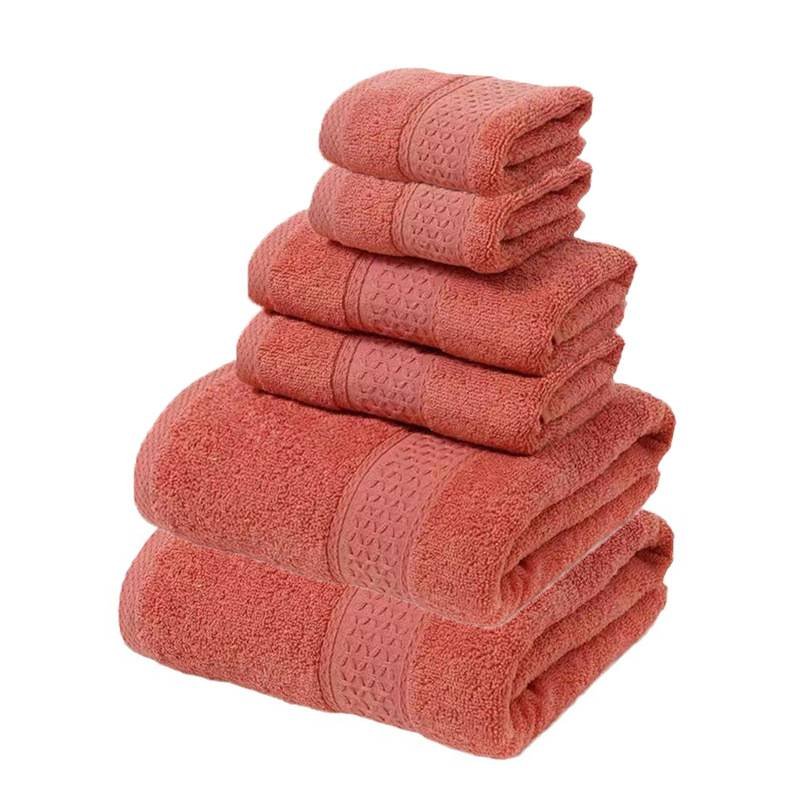 Red Luxury 6-Piece 100% Cotton Towel Set - 2 Bath Towels, 2 Hand Towels, 2 Face Towels