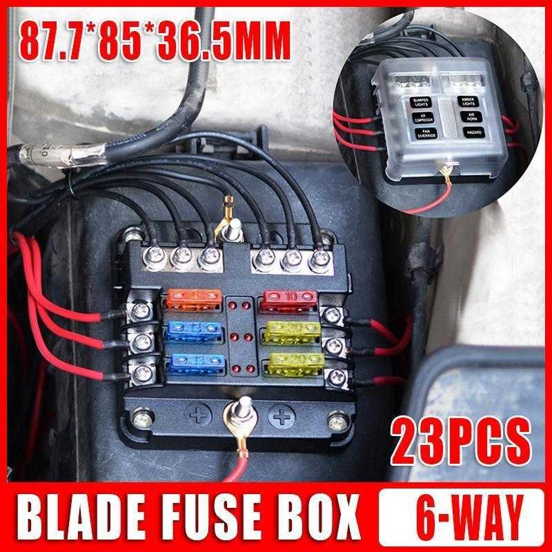 23PC 6 Way Blade Fuse Box Block Holder Indicator LED Light 12V/32V Car Marine