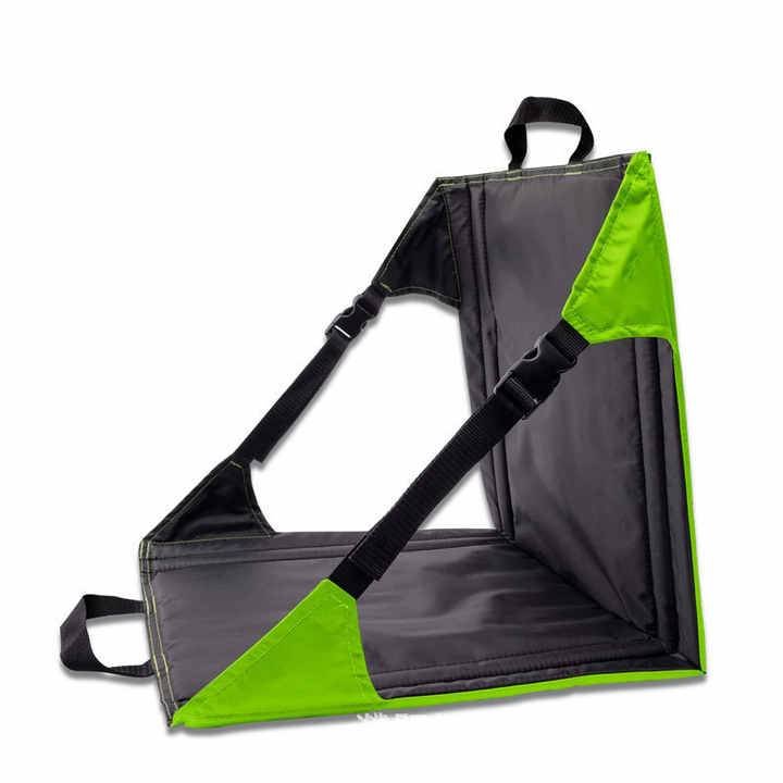 Green And Black Portable Outdoor Camping Seat Pad with Backrest, Foldable & Waterproof Concert Cushion, 600D Oxford Fabric, Ideal for Hiking & Picnics 