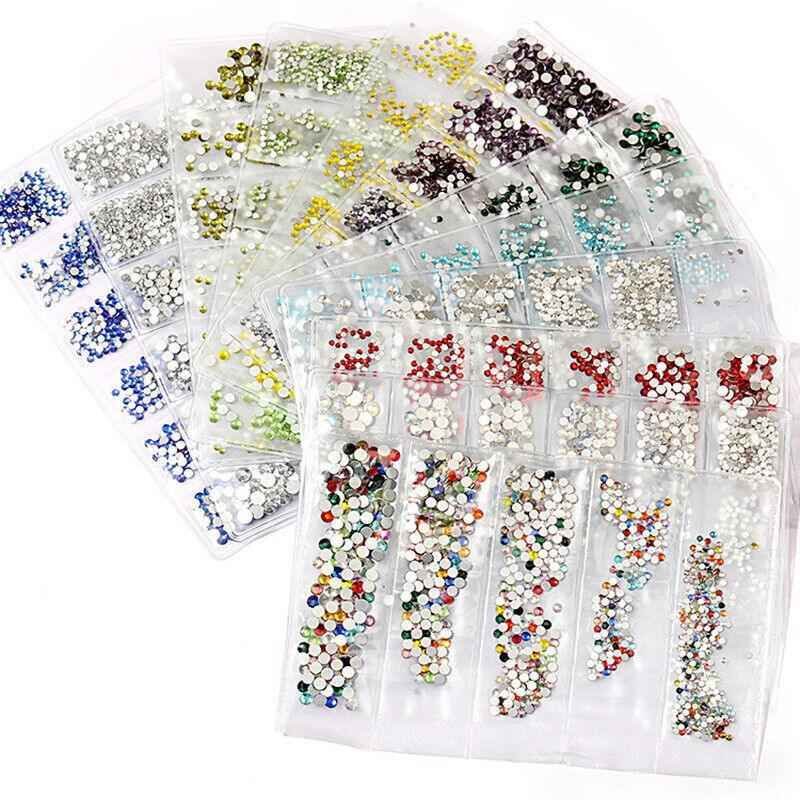 1440Pcs Glitter Rhinestones Crystal Clear Flat Bottom Glass Nail Art Nail Drill - Clear
