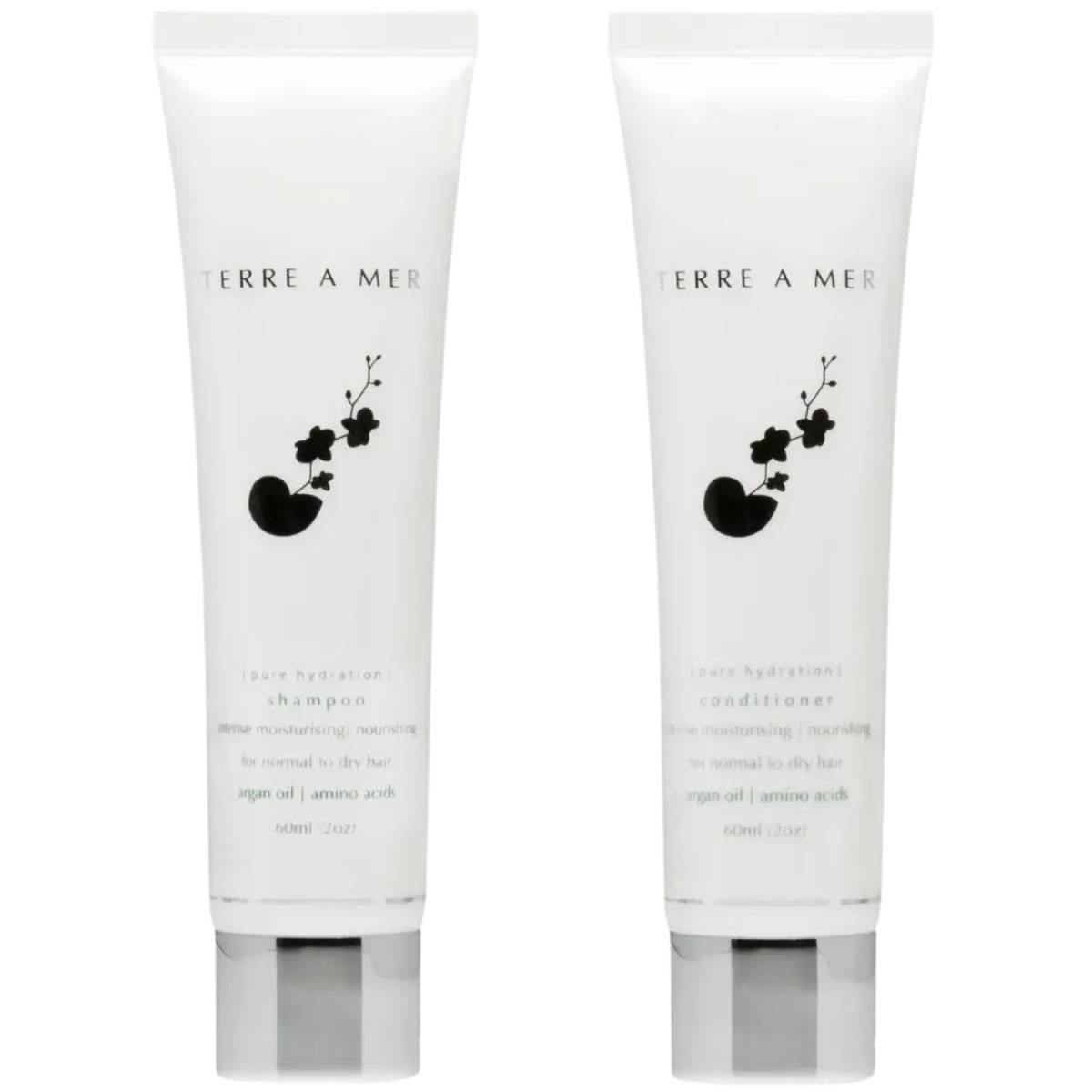 Terre A Mer Pure Hydration Amino Acid/Argan Oil Shampoo & Conditioner  - 60ml Travel Size