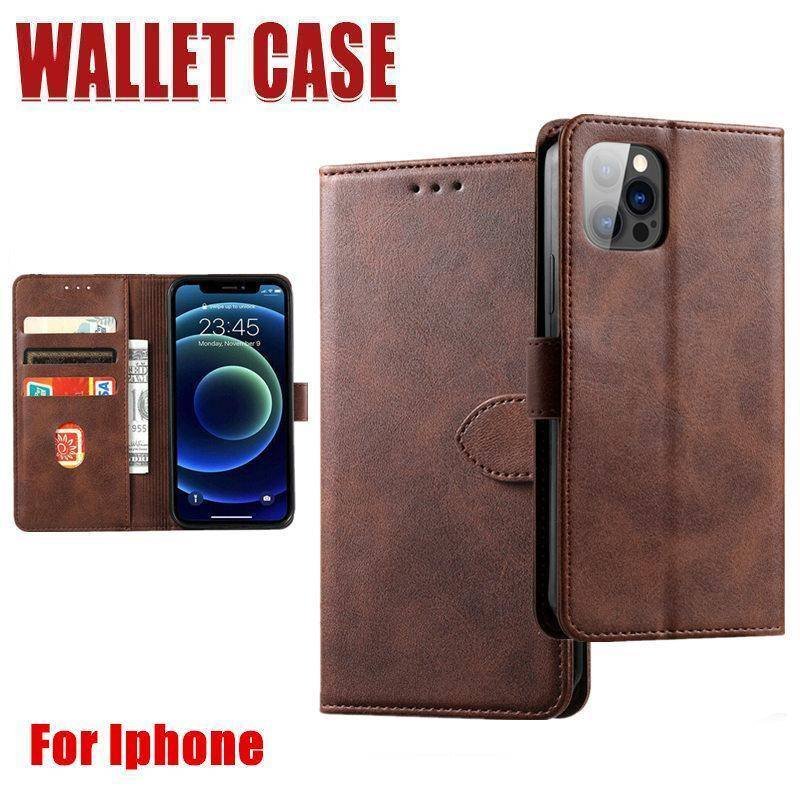 Brown Wallet Leather Flip Case Cover For iPhone 7 8 6 6S Plus X 11 12 13 Pro XS Max XR - iPhone 6/6S