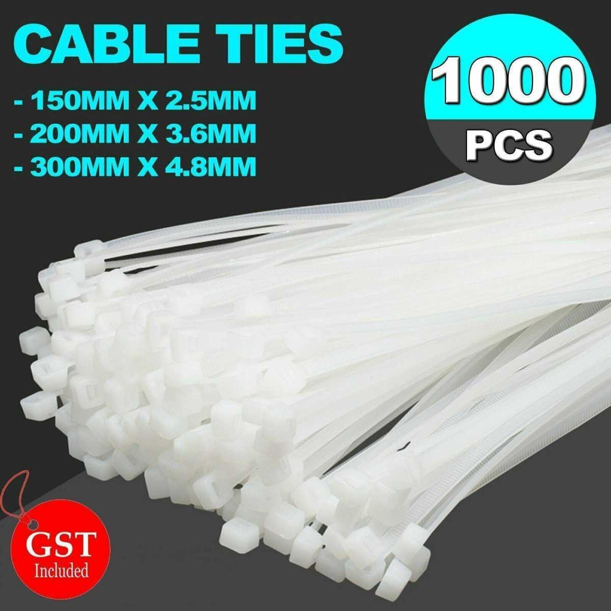 250-1000X Cable Ties Zip Ties Nylon Uv Stabilised Bulk White Clear Cable Tie - 3*150mm 500PCS