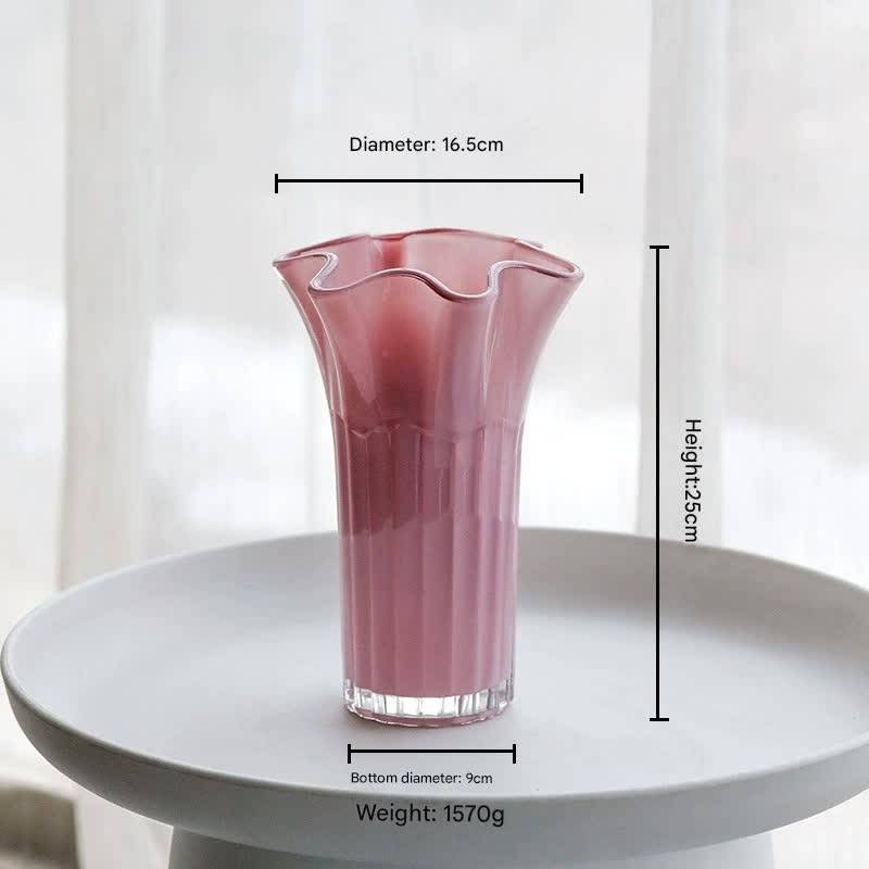 Nordic-Style Glass Vase - Elegant Fluted Flower Vase for Home Decor(Pink)
