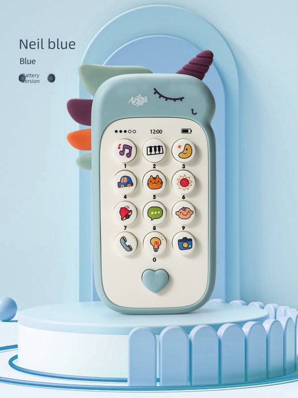 Unicorn Baby Toy Phone Music & Light Learning Mobile Teether for Toddlers Interactive English Educational Gift Blue