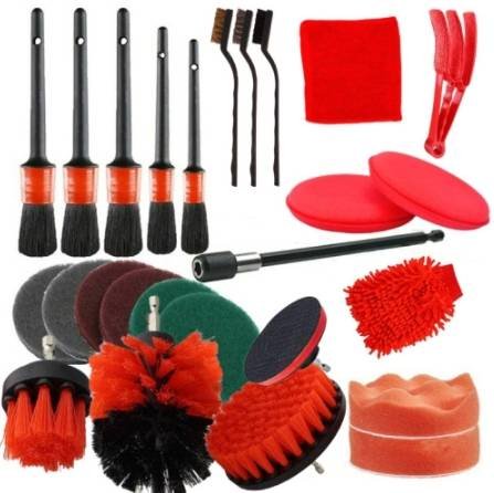 26-Piece set Ultimate Car Detailing Kit - Drill Brush & Polishing Pad Set for Car Interior, Wheels, and Exterior Cleaning