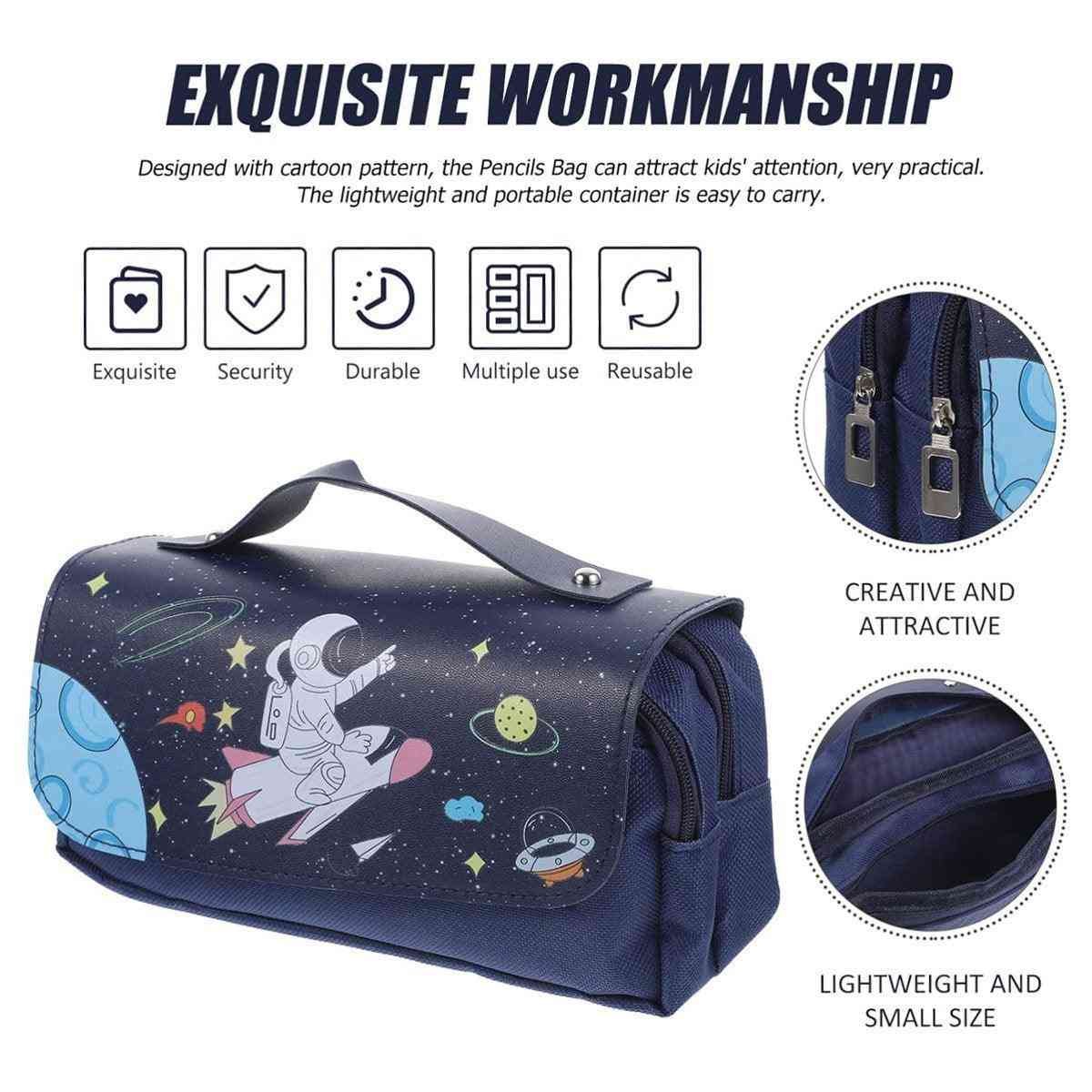 Functional Pencil Case Stationery Bag Pen Holder Storage Organizer for School - 01